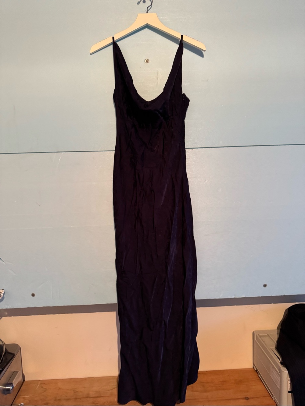 Victoria Beckham Black Slip Maxi Dress with Cowl Neckline